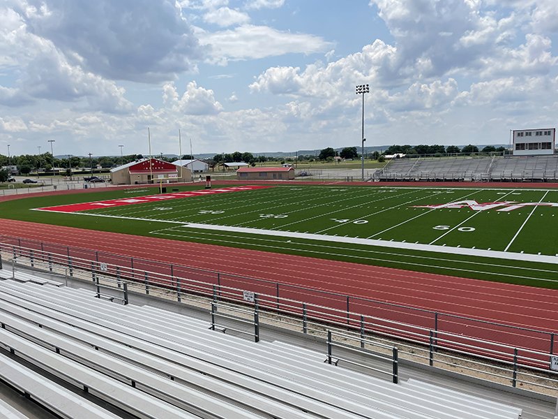 The Jim Ned High School football stadium where Dox played (doubtless refurbished since 1991)